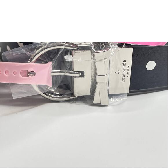 Kate Spade Reversible Bow Belt Large Leather Polka Dot Black 32mm - Picture 4 of 6